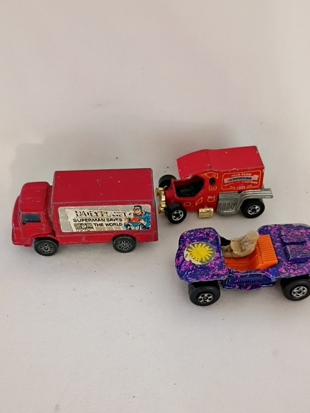 Vintage Hot Wheels Matchbox Corgi Juniors Set Of 3 Cars Superman Jeep Delivery